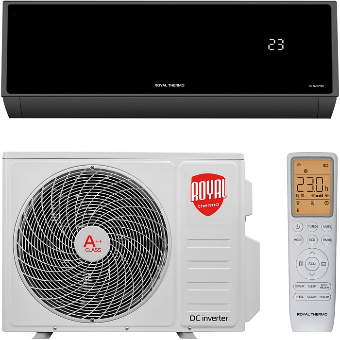 Настенный кондиционер Royal Thermo RTBI-24HN8_V2/black серии Barocco DC Black
